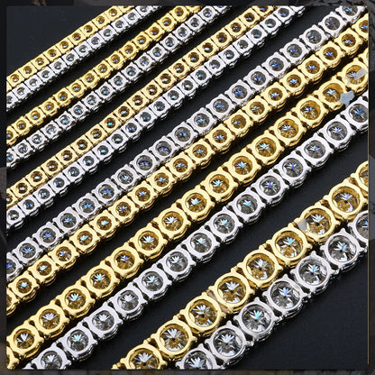 Sparkling Moissanite Tennis Chain Bracelet Necklace 100% 925 Sterling Silver Pass Diamond Test Fine Jewelry valentine's day Gift