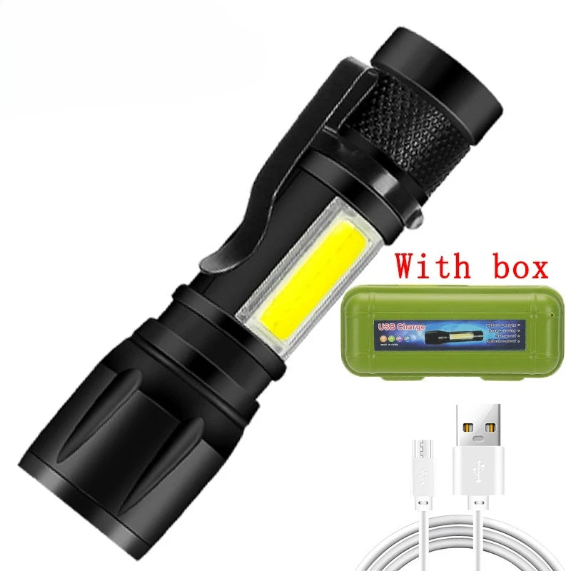Rechargeable LED Flashlight Zoomable Torch with LCD Display 3 Modes Waterproof High Power Hand Light Outdoor Wilderness Camping