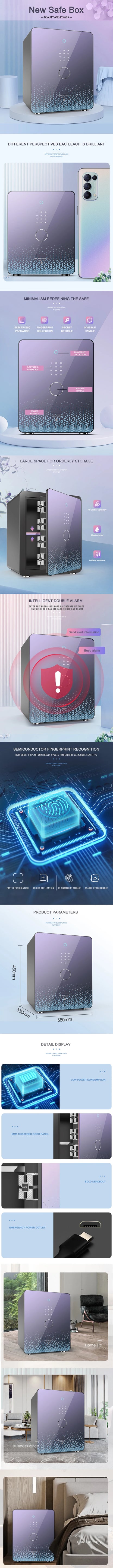 Electronic Password Fingerprint Safe New Safes Box Smart Home Office All-steel High Security Concealed Handle Safety Deposit Box