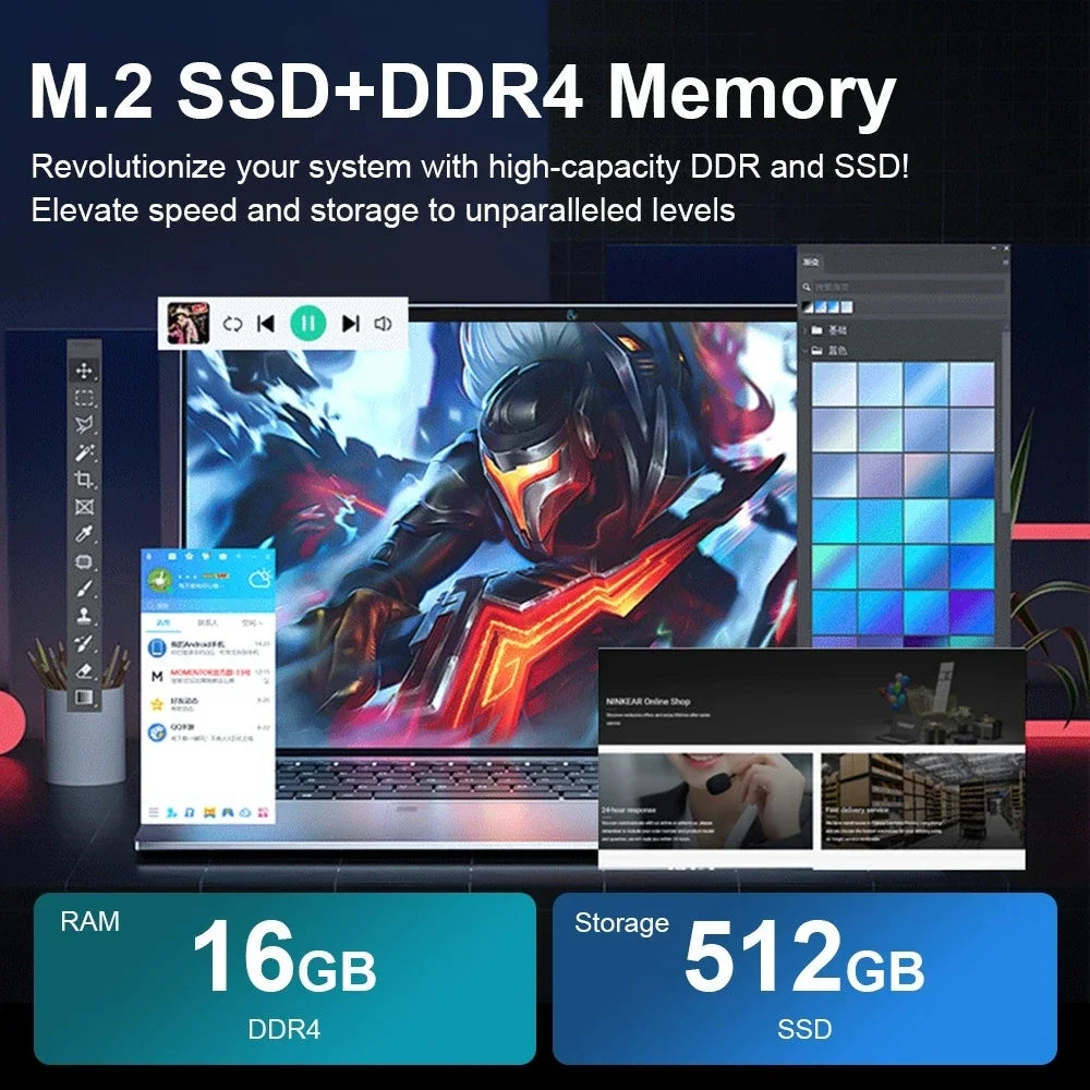 Laptop Intel N5095 15.6 Inch 16GB RAM 1TB SSD DDR4 Windows 11 Fingerprint Unlock Backlit Keypad HD Camera BT4.2 Computer PC