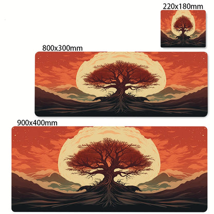 Green Forest Sunset Mousepad Natural Rubber Gaming Mouse Pad Extra Large Thickened Desk Mat Size for Gameing World of tanks CS