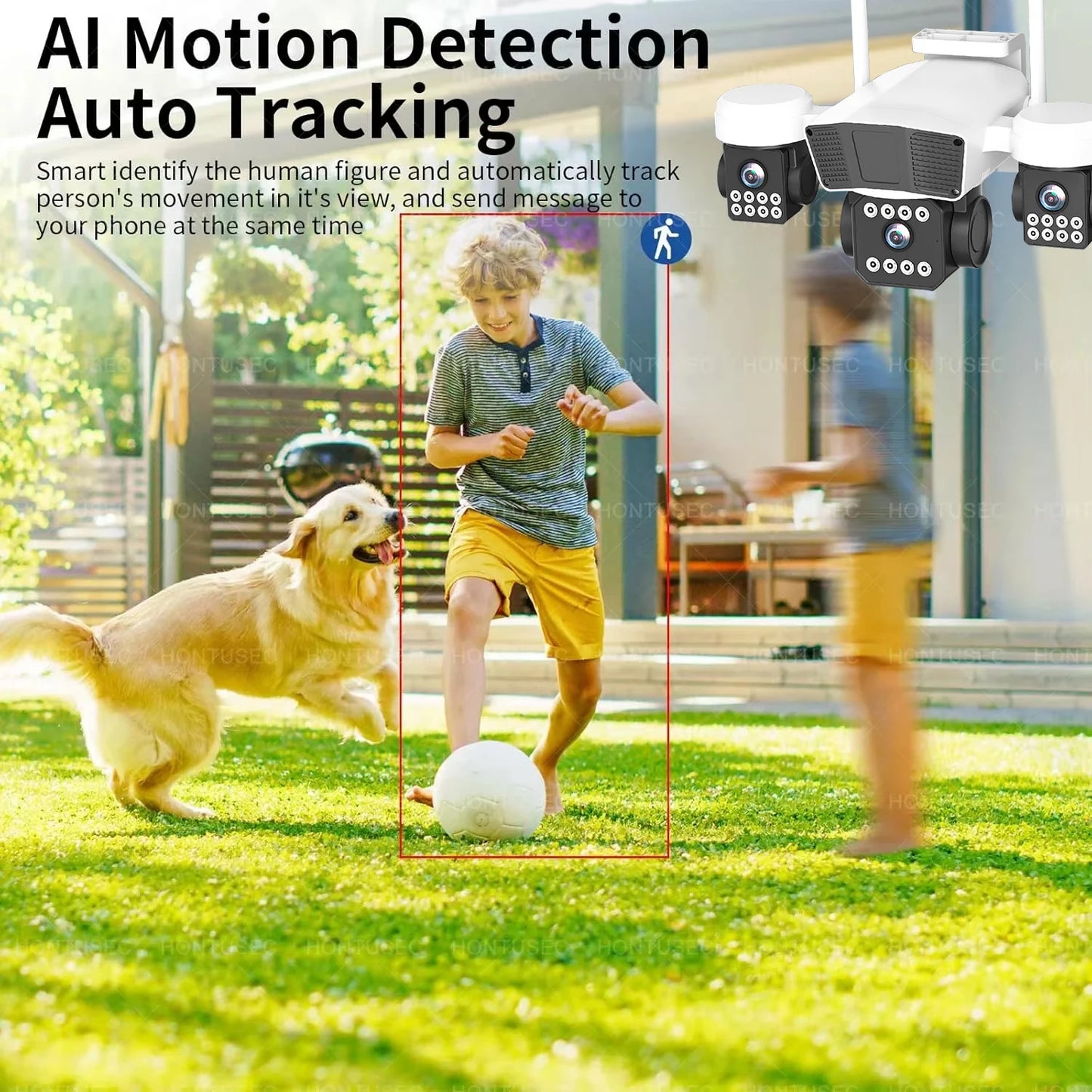 ANSVICAM 12MP 6K UHD WIFI Camera 3-PTZ Outdoor Cam Three Lenses Triple Screens Security Monitor Night Vision Waterproof CCTV