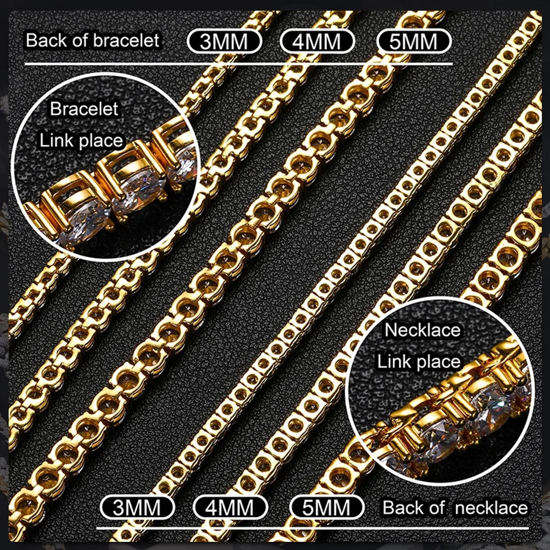 Sparkling Moissanite Tennis Chain Bracelet Necklace 100% 925 Sterling Silver Pass Diamond Test Fine Jewelry valentine's day Gift