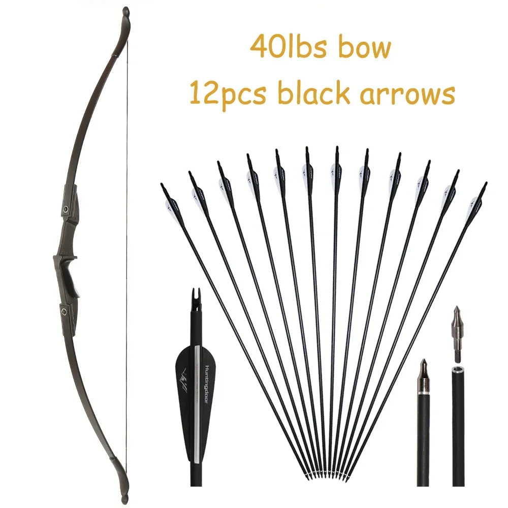 Archery Recurve Bow for Right/Left-Handed Outdoor Hunting Sports Shooting 57inch 30-40 Ibs Take-down Bow Archery Target