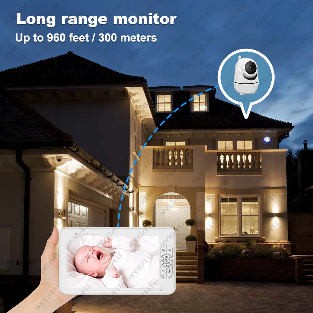5'' Video Baby Monitor 2.4G Mother Kids Night Vision Zoom PTZ Video Surveillance Cameras With Temperature display Screen ABM501