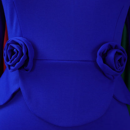 Elegant Bodycon Dresses for Women O Neck Full Sleeve Floral Decorate Solid Sheath Package Hips Mid Calf Professional Work Dress