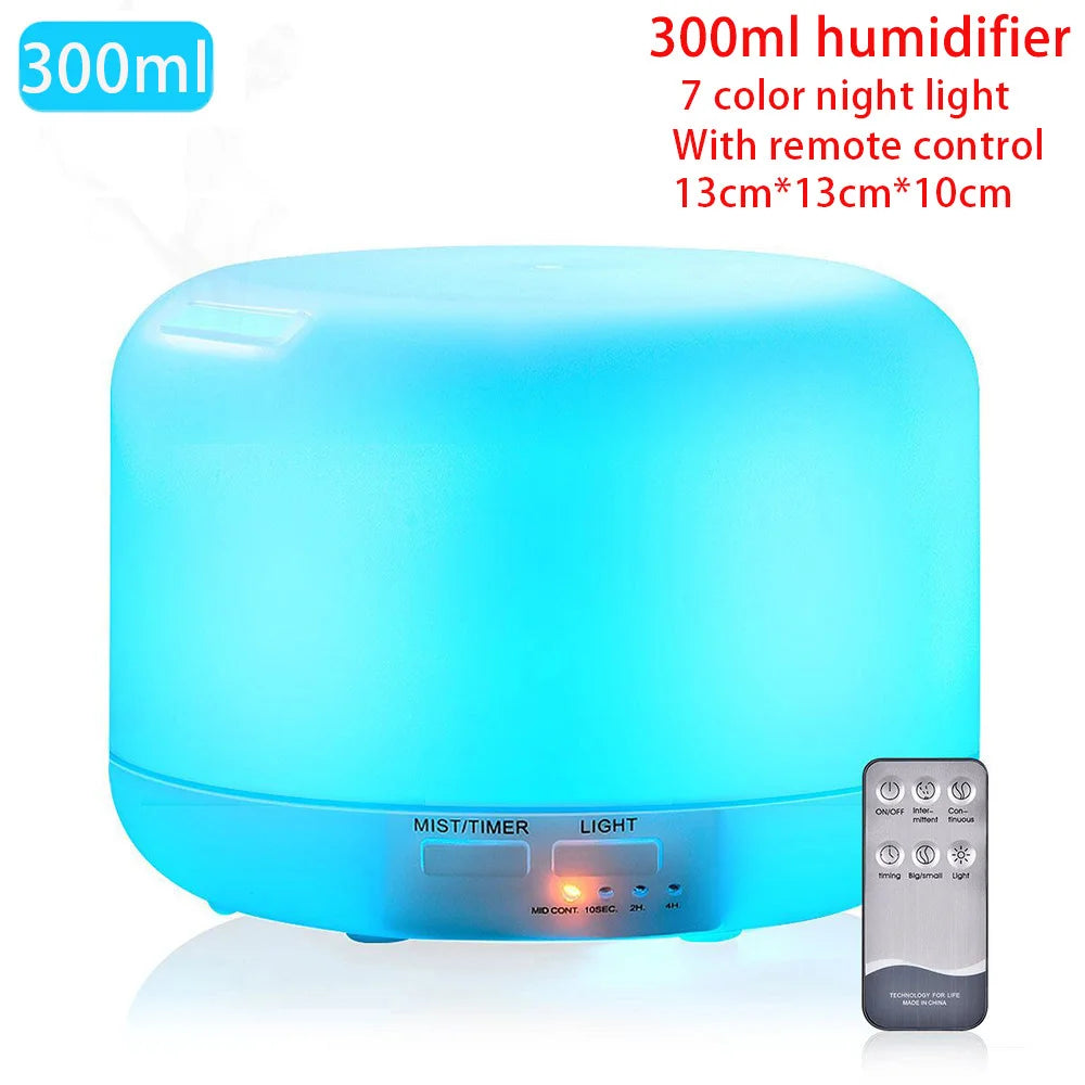Aroma Essential Oil Diffuser Aromatherapy Ultrasonic Air Humidifier Automatically Remote Control Humidificador 300 500 1000ml
