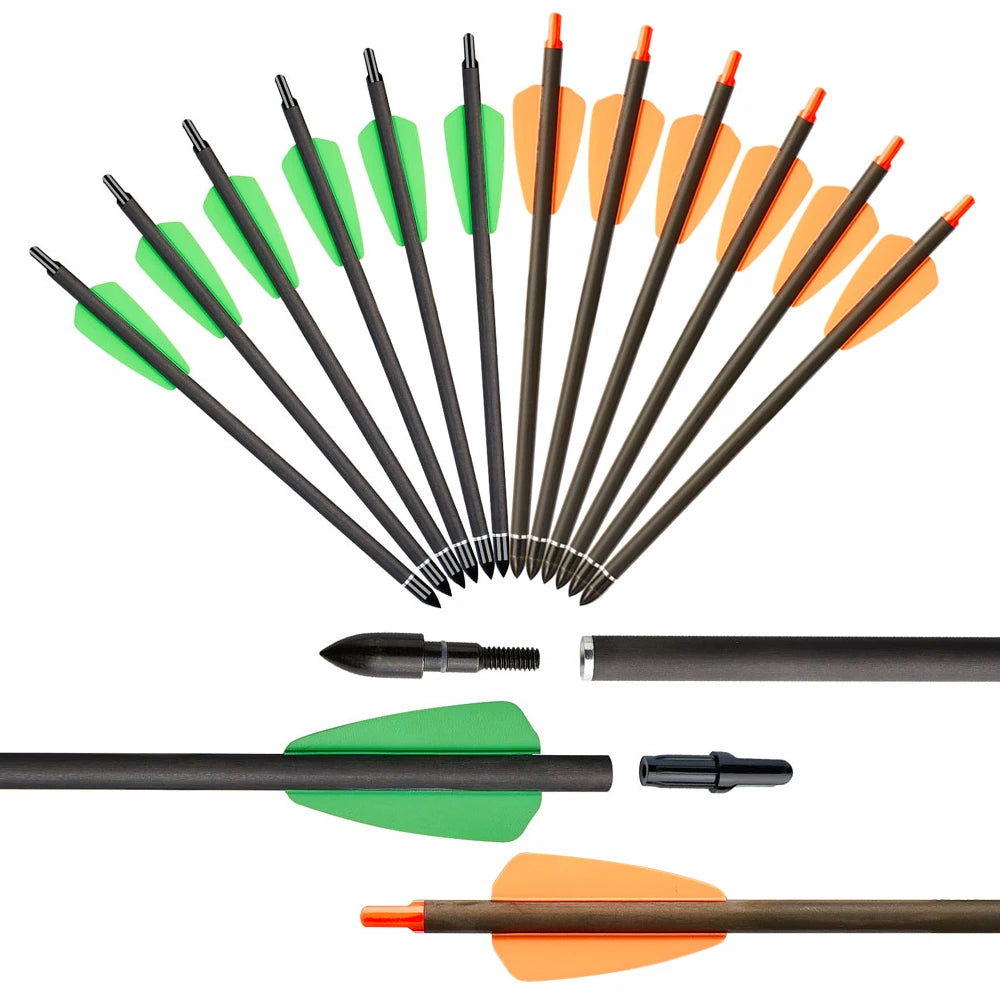 6/12/24pcs 7.5/15 Inch Carbon Crossbow Arrow Bolts 2 Pices Plastic Feathers Archery Arrows for Crossbow Hunting Shooting