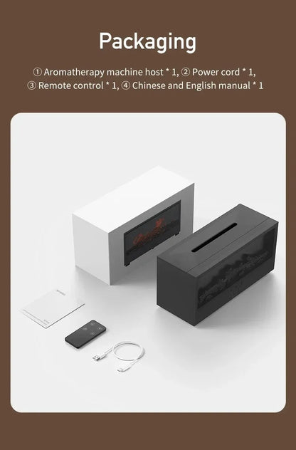 Simulated 3D flame aromatherapy machine, essential oil humidifier, color atmosphere lighting with remote control, holiday gift