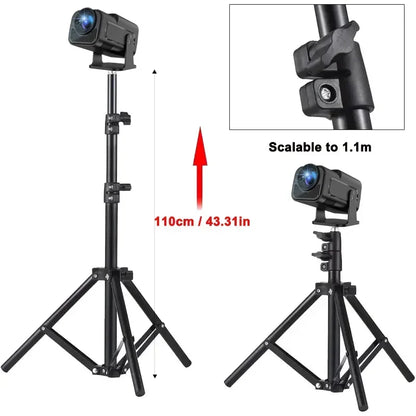 DITONG Projector Bracket Travel Tripod with 1/4 Screw Photographic Lighting Stand Extendable 110cm for Projector Camera Outdoor
