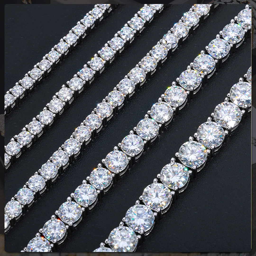 Sparkling Moissanite Tennis Chain Bracelet Necklace 100% 925 Sterling Silver Pass Diamond Test Fine Jewelry valentine's day Gift
