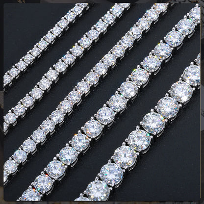 Sparkling Moissanite Tennis Chain Bracelet Necklace 100% 925 Sterling Silver Pass Diamond Test Fine Jewelry valentine's day Gift