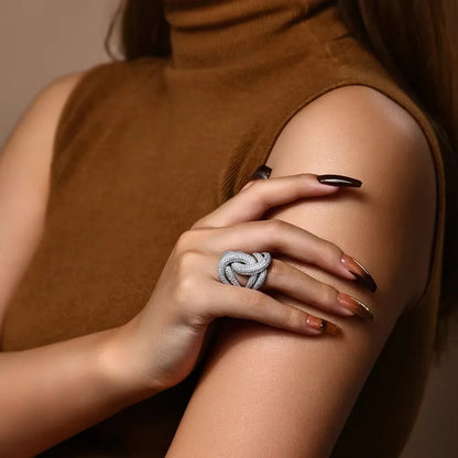 Luxurious Full-diamond AAAA Zircon Ring - High-quality Hip-hop Style Shiny Zircon Ring for Women's Party Jewelry Gift