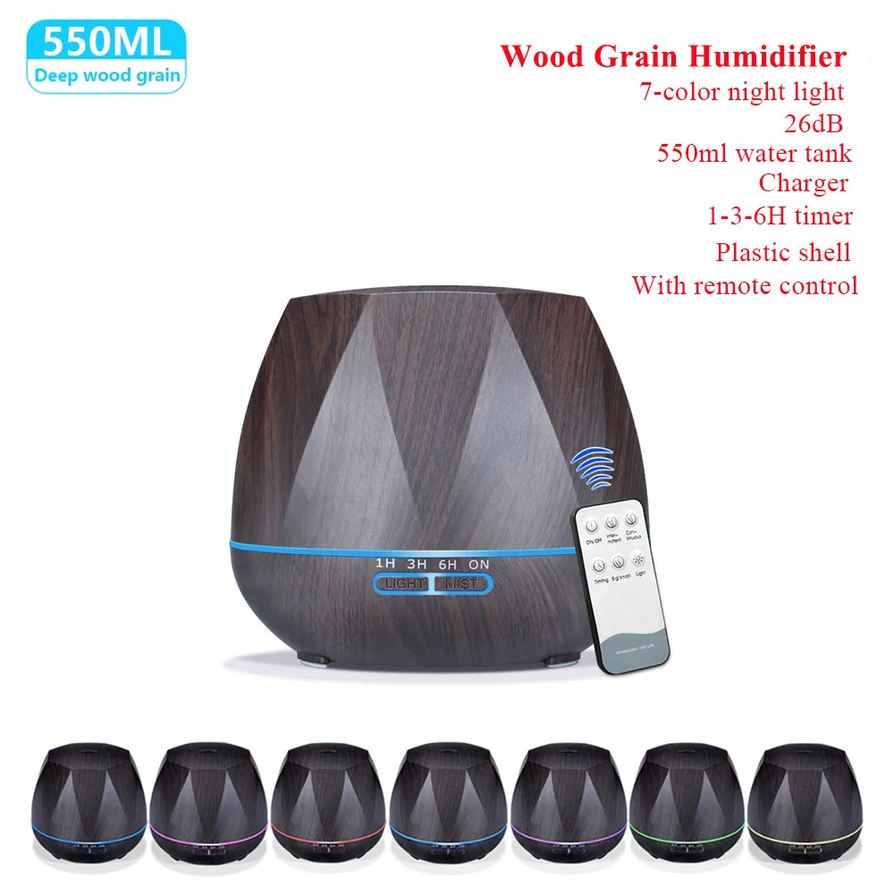 Aroma Essential Oil Diffuser Aromatherapy Ultrasonic Air Humidifier Automatically Remote Control Humidificador 300 500 1000ml