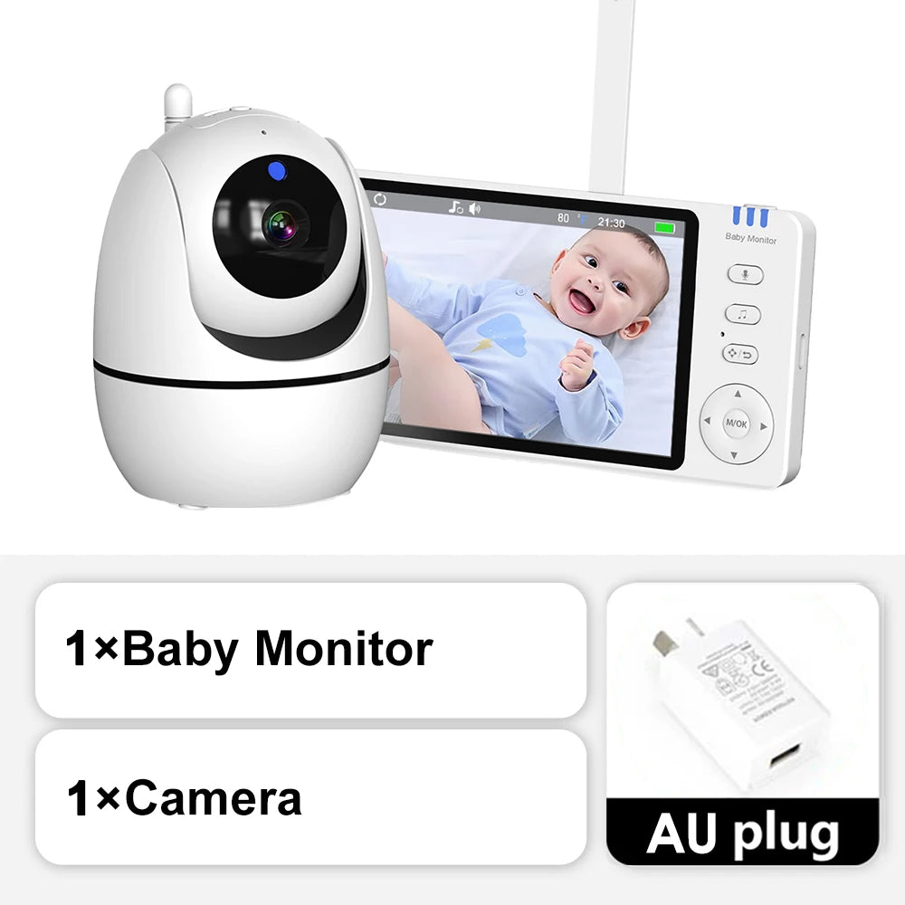 5'' Video Baby Monitor 2.4G Mother Kids Night Vision Zoom PTZ Video Surveillance Cameras With Temperature display Screen ABM501