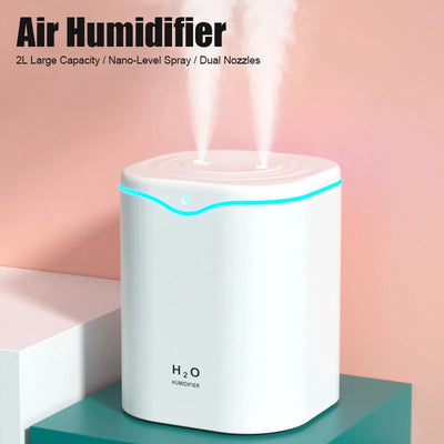 2000ML USB Air Humidifier Large Capacity Home Office Double Spray Port Essential Oil Diffuser Aroma Humificador Mist Fogger