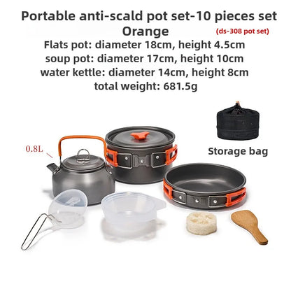 Camping Cookware Set for 1-3 Persons, Lightweight and Portable Pot and Pan with Carrying Bag, Perfect for Outdoor Camping
