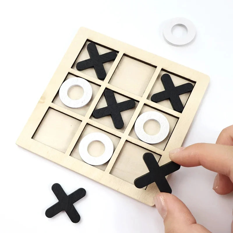 Solid Wooden Tic Tac Toe Board Game Montessori Toys - Perfect for Family Fun and Backyard Entertainment!