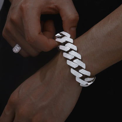 Hot Selling Unisex D VVS1 Moissanite Cuban Link Necklace Solid 925 Sterling Silver Miami Cuban Bracelet For Men Hip Hop Jewelry