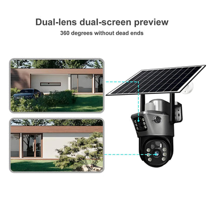 4K Wireless WiFi Solar Outdoor Camera  8MP Dual Lens 4G Sim IP Surveillance Cam PIR Night Vision Mobile Detection Security CCTV