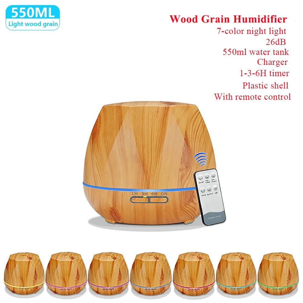 Aroma Essential Oil Diffuser Aromatherapy Ultrasonic Air Humidifier Automatically Remote Control Humidificador 300 500 1000ml