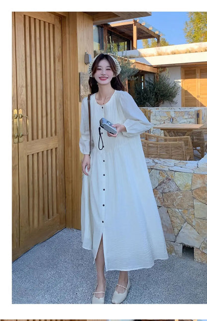 French White Dress for Women in Early Spring New Style Gentle Style Literary Retro Fairy Skirt