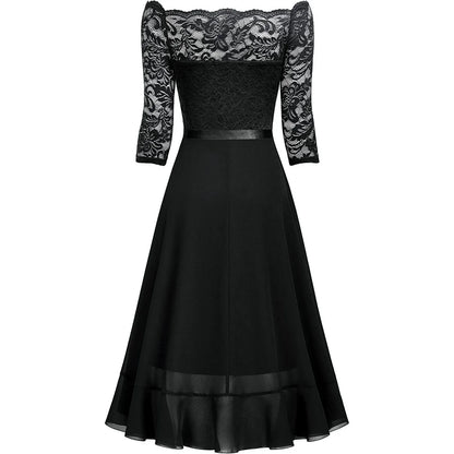 Evening Formal Dresses For Women Dark Blue Summer Dress Lace Irregular Large Skirt Wedding Guest Women Blouses Dressy Robe Femme