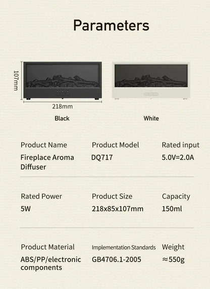 Simulated 3D flame aromatherapy machine, essential oil humidifier, color atmosphere lighting with remote control, holiday gift