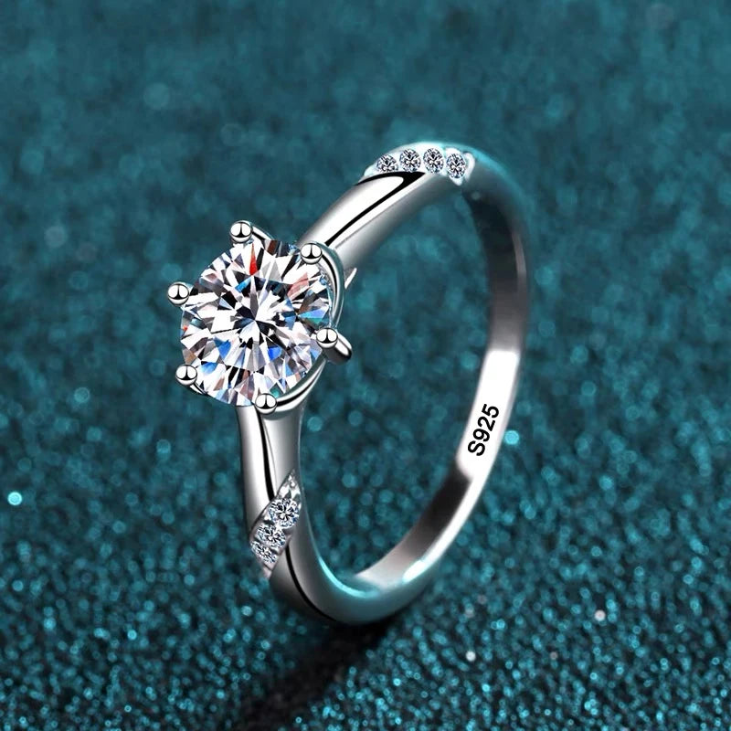 100% Certified 925 Silver Rings, Luxury 18K White Gold Natural Zirconia Diamant Wedding Band Women's Accessories Gift Jewelry