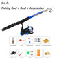 Fishing Rod Combo Full Kits 1.8M Telescopic Spinning Reel Baits Lure Set Travel Fishing Gear Hooks Pole Accessories Beginner