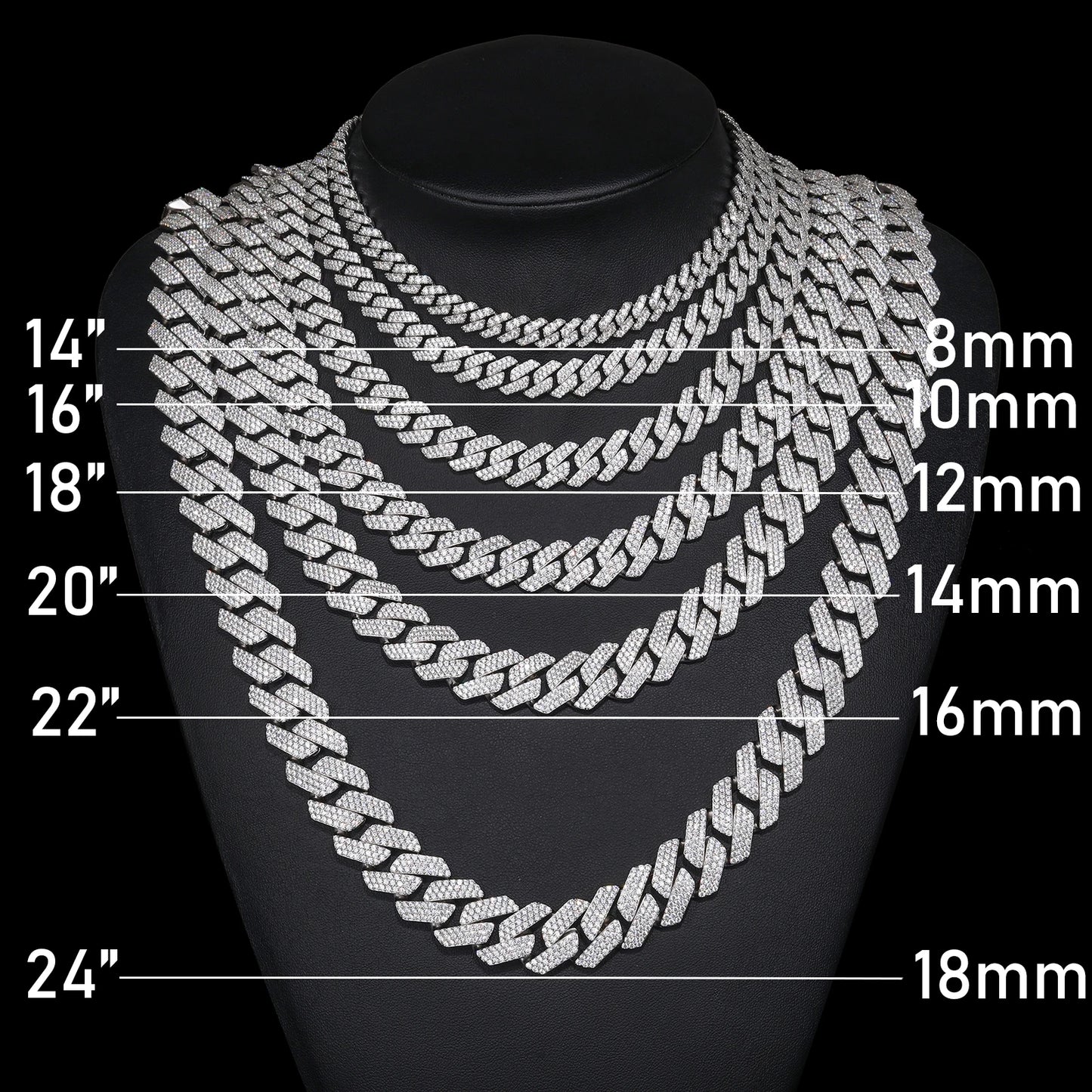 Hot Selling Unisex D VVS1 Moissanite Cuban Link Necklace Solid 925 Sterling Silver Miami Cuban Bracelet For Men Hip Hop Jewelry