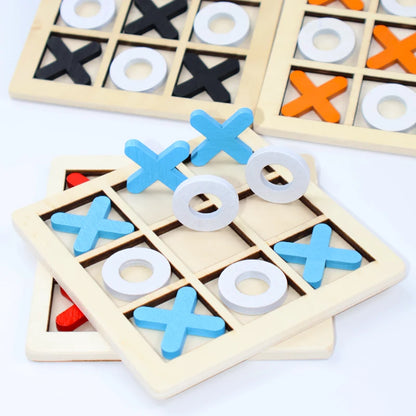 Solid Wooden Tic Tac Toe Board Game Montessori Toys - Perfect for Family Fun and Backyard Entertainment!