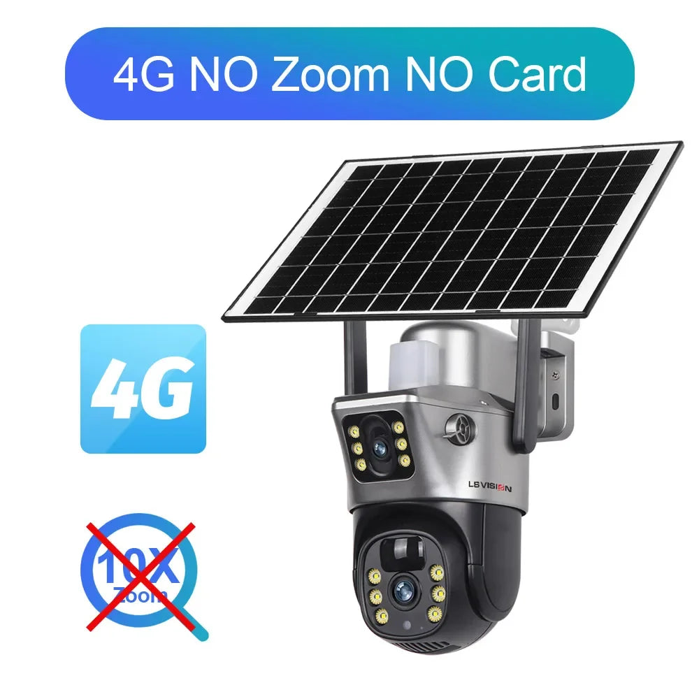 LS VISION 12MP 4G SIM Card Dual Screen Solar Camera Outdoor 6K 10XZoom WiFi PTZ Human Auto Tracking Waterproof Security Cameras