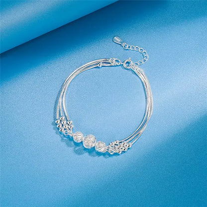 Fine 925 Sterling Silver Lucky Beads Ball Bracelet For Women Luxury Adjustable Bracelet Party Beautiful Jewelery Holiday Gifts