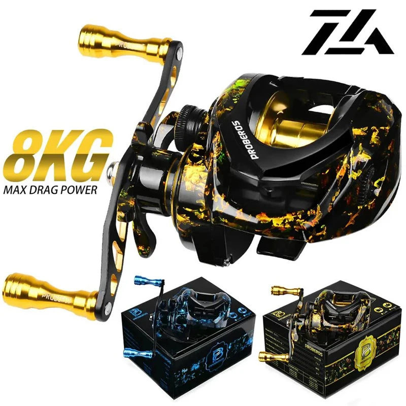 Baitcasting Fishing Reel 7.2:1 Gear Ratio 8Kg/17.6Lb Max Drag Casting Reel with Metal Spool for Freshwater Saltwater Pesca