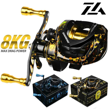 Baitcasting Fishing Reel 7.2:1 Gear Ratio 8Kg/17.6Lb Max Drag Casting Reel with Metal Spool for Freshwater Saltwater Pesca