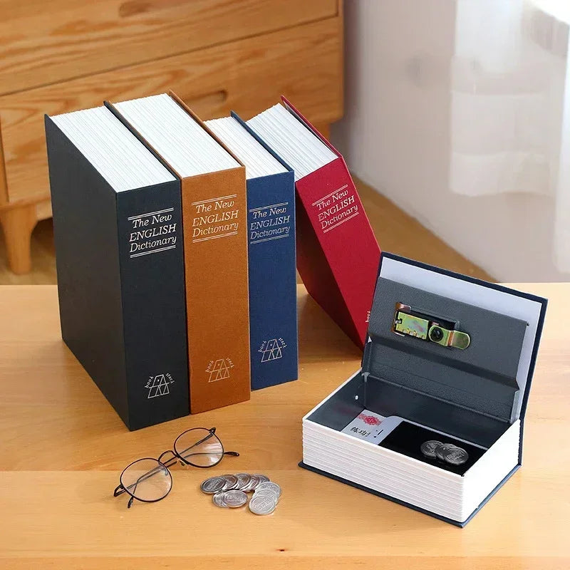 Book Safe Box Home Dictionary Metal Safe Box Secret Stash Box Metal Secret Hidden Dictionary with Password Lock Key Lock Box