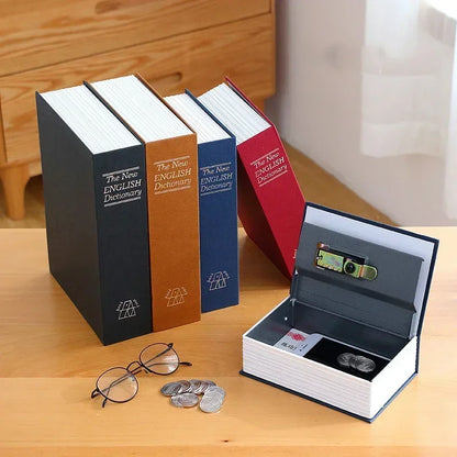 Book Safe Box Home Dictionary Metal Safe Box Secret Stash Box Metal Secret Hidden Dictionary with Password Lock Key Lock Box