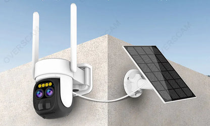 10X Zoom Dual Lens WIFI Solar Cameras 8MP Wireless Surveillance PTZ Battery Camera 4K Color Night Vision Two Way Audio O-KAM APP