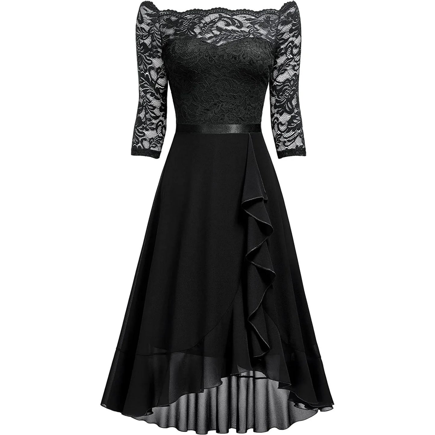 Evening Formal Dresses For Women Dark Blue Summer Dress Lace Irregular Large Skirt Wedding Guest Women Blouses Dressy Robe Femme