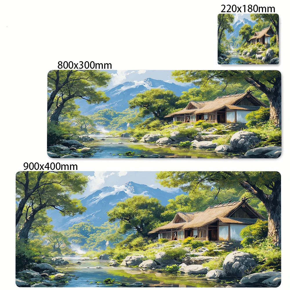 Green Forest Sunset Mousepad Natural Rubber Gaming Mouse Pad Extra Large Thickened Desk Mat Size for Gameing World of tanks CS