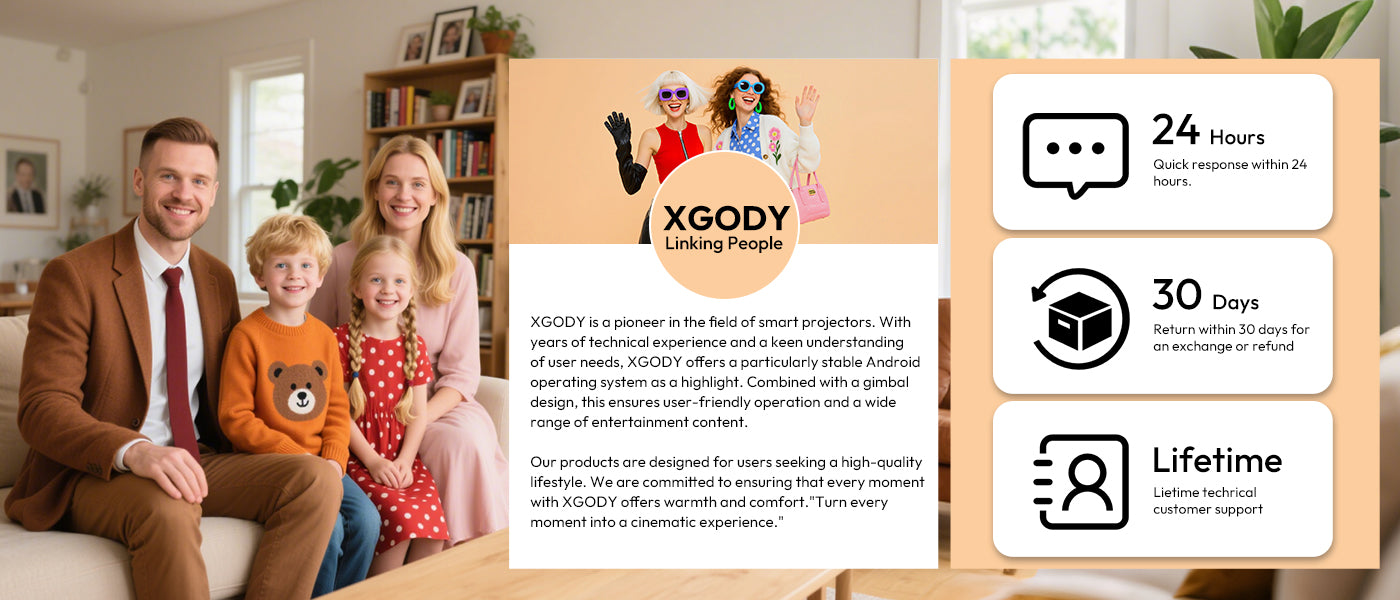 XGODY 4K Projector 32GB Video Projector 650ANSI Native 1080P Autofocus & Keystone Portable Home Theater with Android 11 BT 5.2