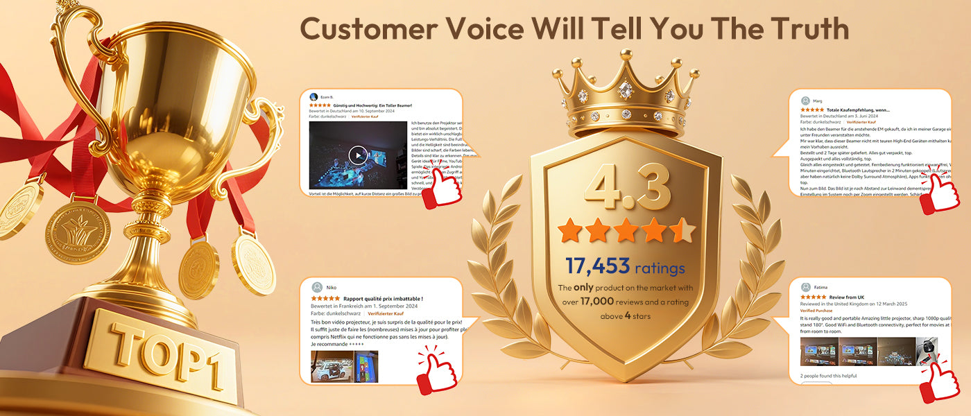 XGODY 4K Projector 32GB Video Projector 650ANSI Native 1080P Autofocus & Keystone Portable Home Theater with Android 11 BT 5.2