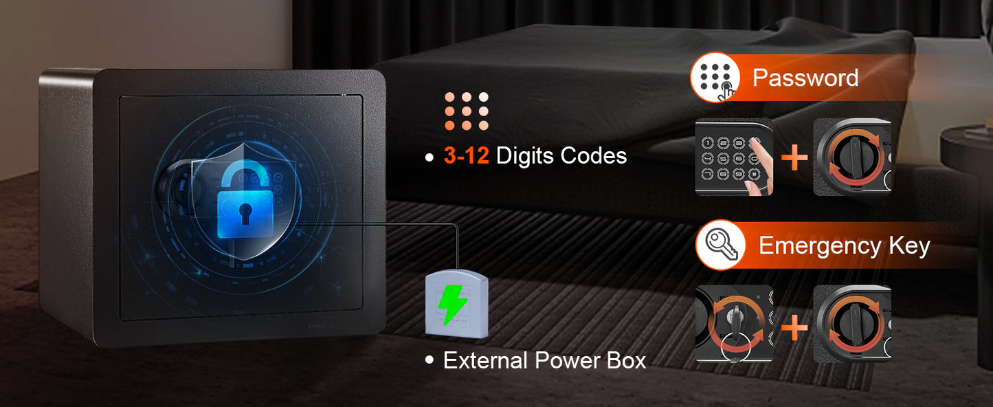 VEVOR 1.2/0.5 Cubbic Fit Electronic Safe Deposit Safe Box W/ Digital Access & Override Keys for Store Money Gun Jewelry Document