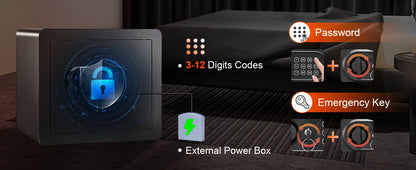 VEVOR 1.2/0.5 Cubbic Fit Electronic Safe Deposit Safe Box W/ Digital Access & Override Keys for Store Money Gun Jewelry Document
