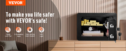 VEVOR 1.2/0.5 Cubbic Fit Electronic Safe Deposit Safe Box W/ Digital Access & Override Keys for Store Money Gun Jewelry Document