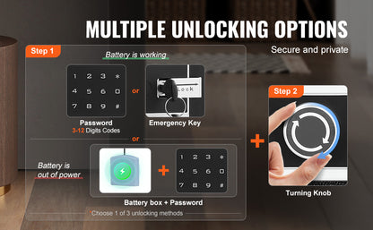 SucceBuy Single Door 4.0 cu.ft Safe Box w/ Key Lock Password & Fingerprint Safe Lock Box with Fireproof Bag Key Rack & LED Light