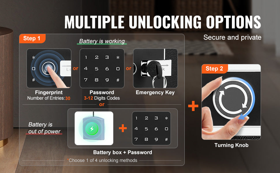 SucceBuy Single Door 4.0 cu.ft Safe Box w/ Key Lock Password & Fingerprint Safe Lock Box with Fireproof Bag Key Rack & LED Light